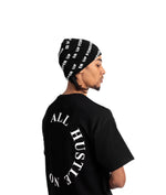 ALLOVER LOGO BEANIE IN BLACK/WHITE