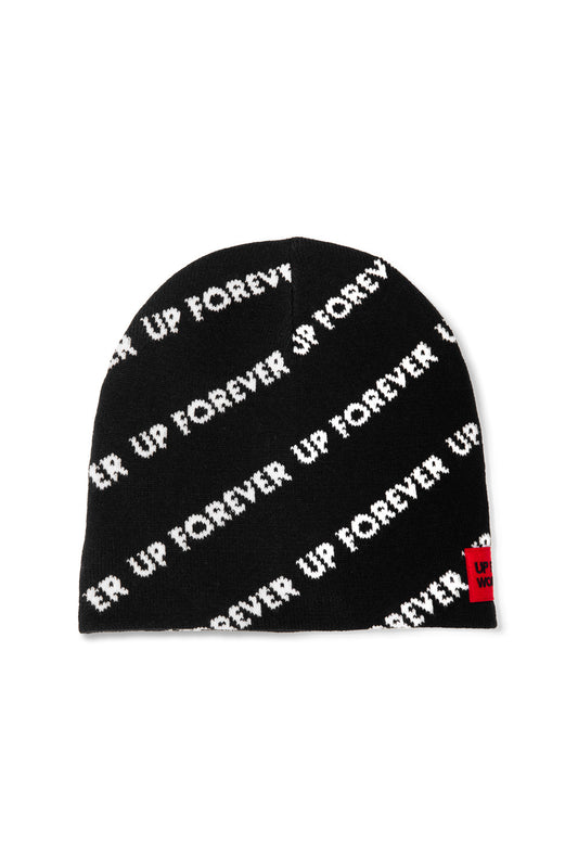 ALLOVER LOGO BEANIE IN BLACK/WHITE