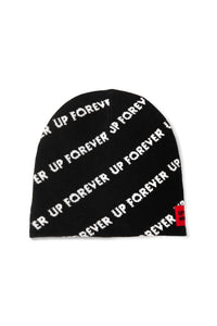 ALLOVER LOGO BEANIE IN BLACK/WHITE